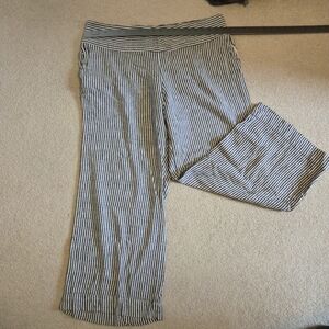 Wide Leg Striped Linen Pants